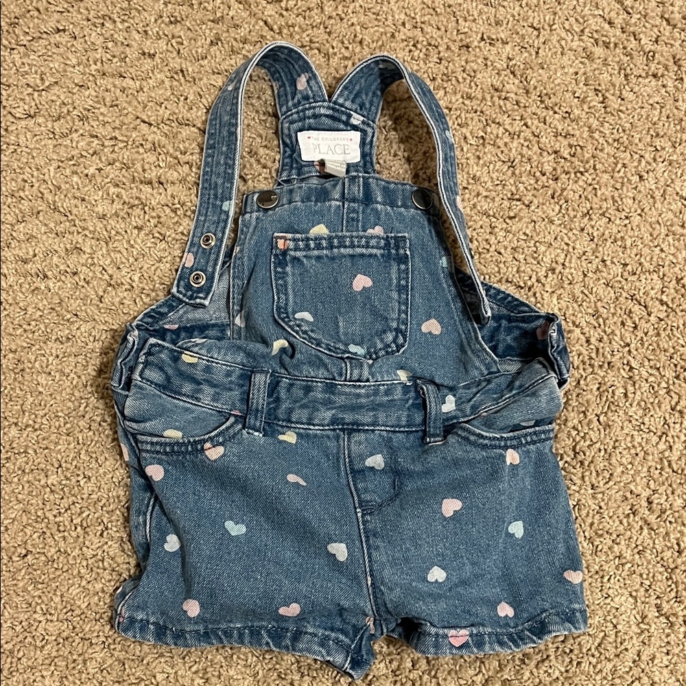 The Children's Place Denim Overalls with Heart Pattern
